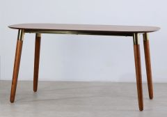 Flair Edelweiss Dining Table and Bench Set Walnut and Brass
