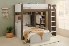 Flair Hampton L Shape Bunk Bed White & Walnut